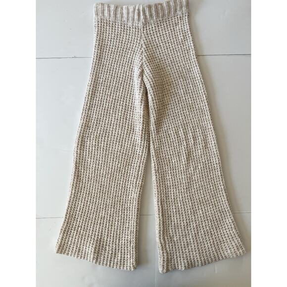 Beach Riot Rayne Sweater Pants Women M Cream Wide Legs Waffle Knit Stretch - Picture 2 of 11